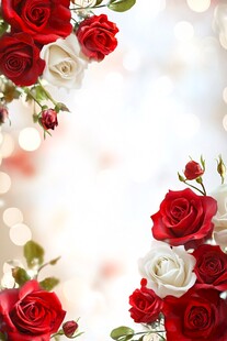 浪漫红白玫瑰梦幻背景