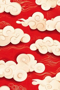 红色祥云中式传统图案