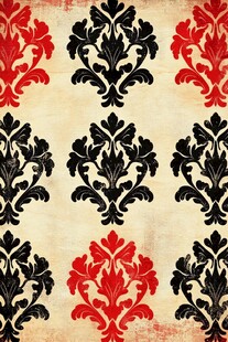 复古红黑花纹经典图案