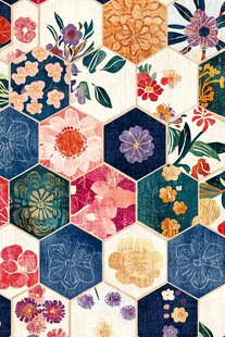 多彩六边形花卉图案设计