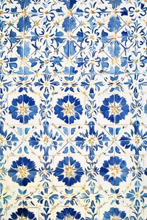 蓝白花卉图案精美瓷砖