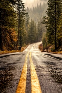 林间湿路 秋日静谧风景
