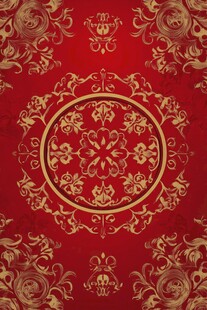 红色背景金色花纹装饰图案