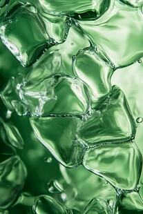 晶莹绿冰块的清凉质感