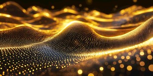 金色粒子波浪动态背景图