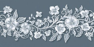 白色花卉花边装饰图案