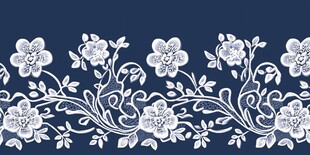 蓝底白色精美花卉蕾丝花边