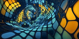 梦幻多彩马赛克漩涡隧道