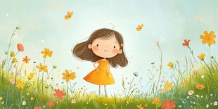 女孩漫步在烂漫花海中