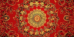 红色金色华丽花纹装饰图案