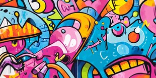 多彩街头涂鸦艺术作品