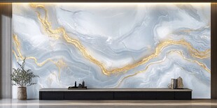 蓝金大理石纹客厅背景墙