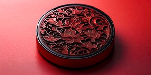 红色雕花圆盒 古韵精美