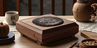 中式木质茶盒古朴雅致