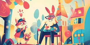 兔爷爷与小松鼠温馨互动