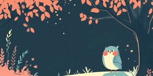 夜下萌趣猫头鹰的静谧时光