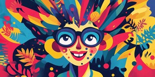 彩色奇幻风格的欢乐人物形象