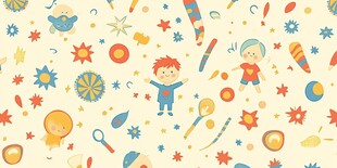 童趣满溢的欢乐卡通图案