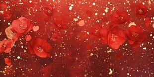 红色花瓣金粉浪漫背景图