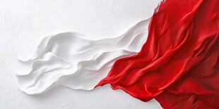 红白交织飘动的丝绸