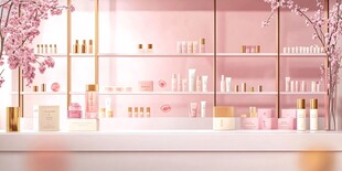 粉色系美妆陈列展示空间