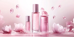浪漫粉调花卉系护肤产品