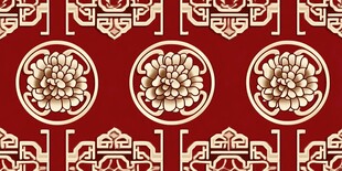 中式传统花卉几何纹图案