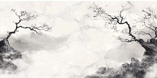 水墨山水枯树意境图