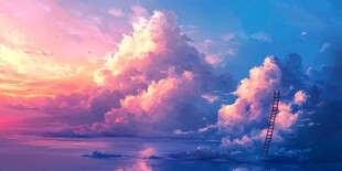 梦幻云梯伸向绚烂云海