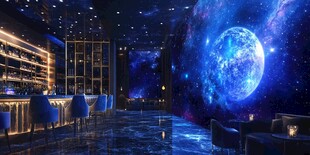 梦幻星空主题酒吧室内景