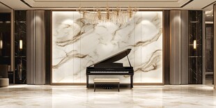 豪华客厅中的优雅钢琴
