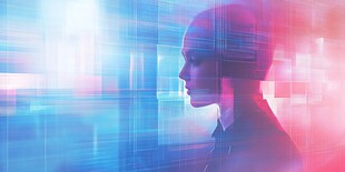 科技感十足的虚拟人物侧影