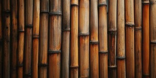 竹制纹理背景墙特写