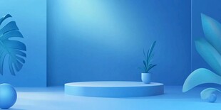 蓝色清新产品展示空间