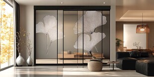 现代简约风带艺术玻璃隔断