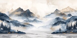 水墨山水间的静谧自然景色