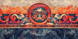 藏式传统精美花纹图案