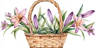 篮子里的紫色百合花