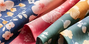 多彩花卉图案布料展示