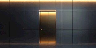 幽暗中的发光金属门