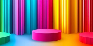 多彩立体圆形展示台背景