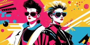 复古潮流双酷女孩插画