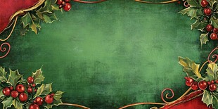 圣诞绿底饰边喜庆背景图