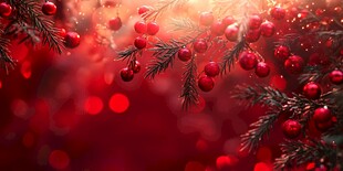 冬日红果松枝梦幻美景