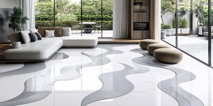 现代简约风客厅瓷砖地面