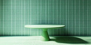 绿色简约风的圆形小桌