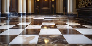 奢华大厅的方格大理石地面