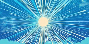 蓝色放射状太阳梦幻背景