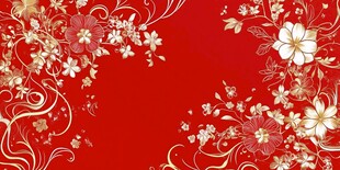 红色金花纹饰喜庆背景图