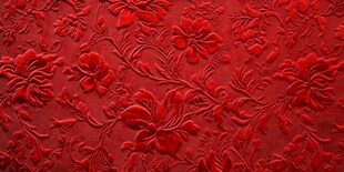 红色花卉纹理精美布料